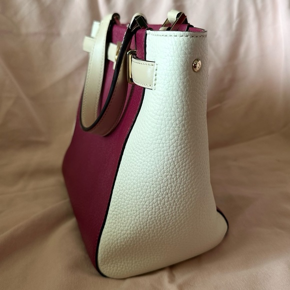 Kate Spade Basket Bag Leo Houston Street Two-Tone Cream and Plum Style No. 4578 - Picture 3 of 12